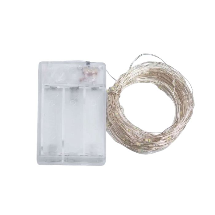 Гірлянда роса 10 метрів крапля на батарейках на 100 led білий дріт біла 100L10MWW