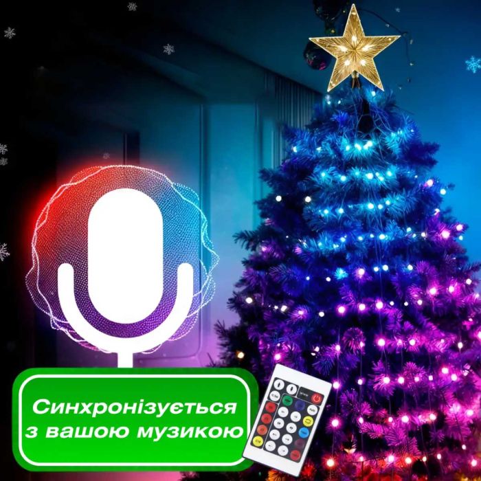 Розумна гірлянда Smart 250 LED довжина 2,5 м з керуванням смартфона прозора, мультиколор 1733044W