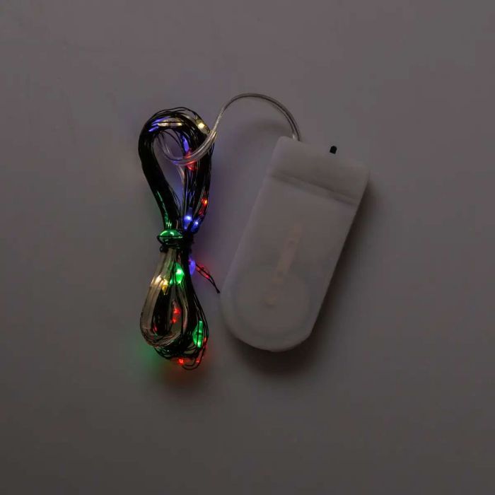 Світлодіодна гірлянда Роса 3 метри на батарейках 30 led нитка на зеленому дроті мультиколор 30L3MGML