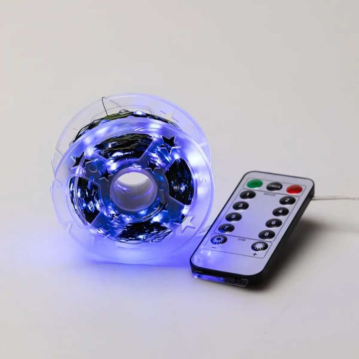 Гірлянда роса на пульті 50 метрів на 500 led світлодіодів крапля на зеленому дроті синя 500L50MGBL