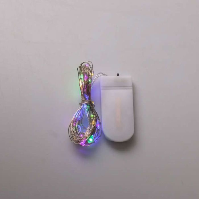 Світлодіодна гірлянда Роса 5 метрів на батарейках 50 led нитка на білому дроті мультиколор 50L5MWML