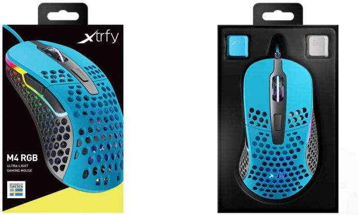 Миша Xtrfy M4, USB-A, RGB, Miami Blue