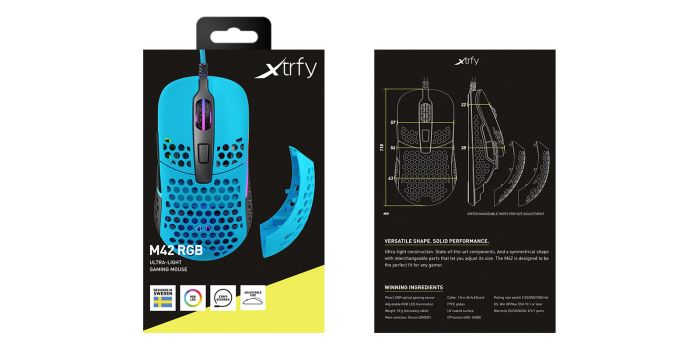 Миша Xtrfy M42, USB-A, RGB, Miami Blue