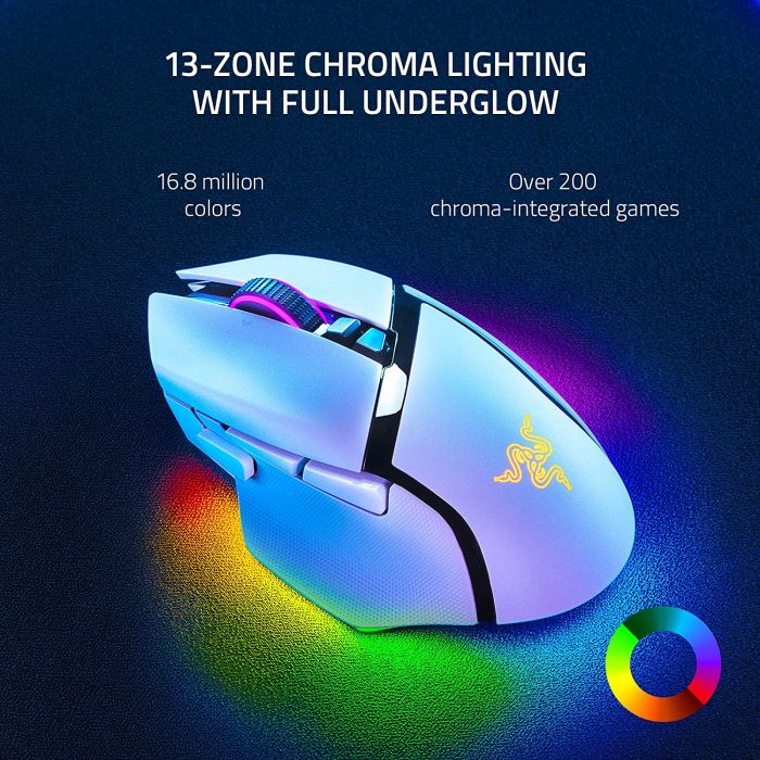Razer Mouse Basilisk V3 Pro, RGB, USB-A/WL/BT, white