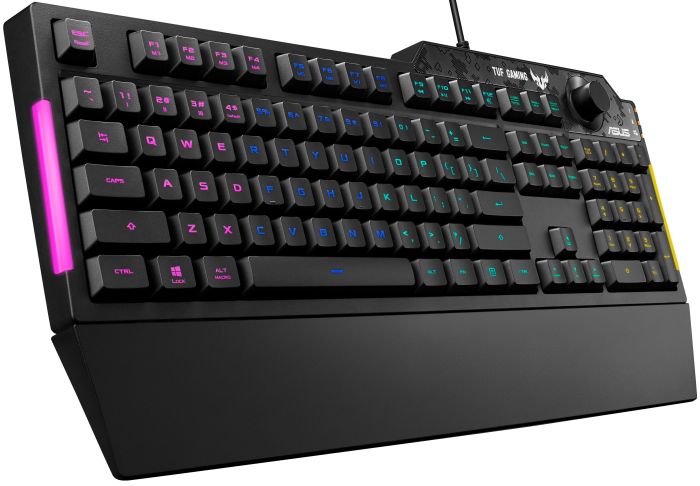 ASUS Keyboard membrane TUF Gaming K1, 104key, USB-A, EN/UK, RGB, black