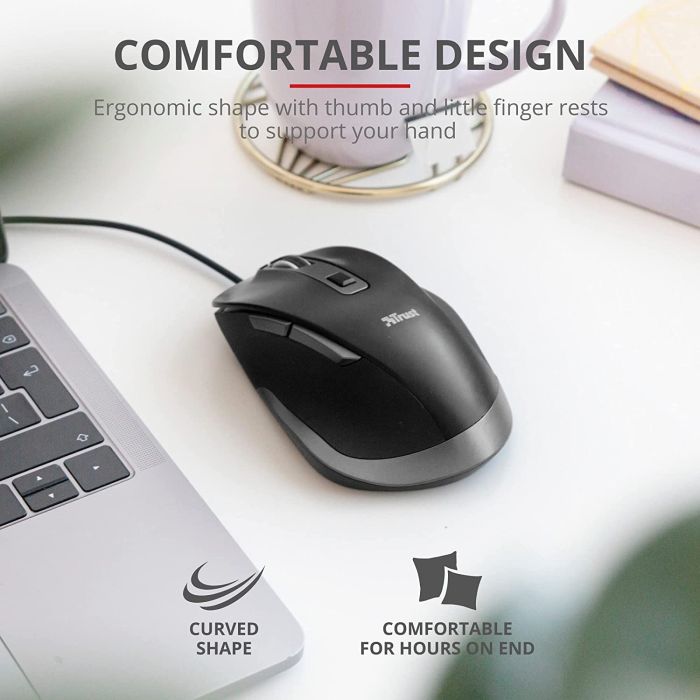 Mouse Trust Fyda Comfortable ECO, USB-A, Чорно-сірий