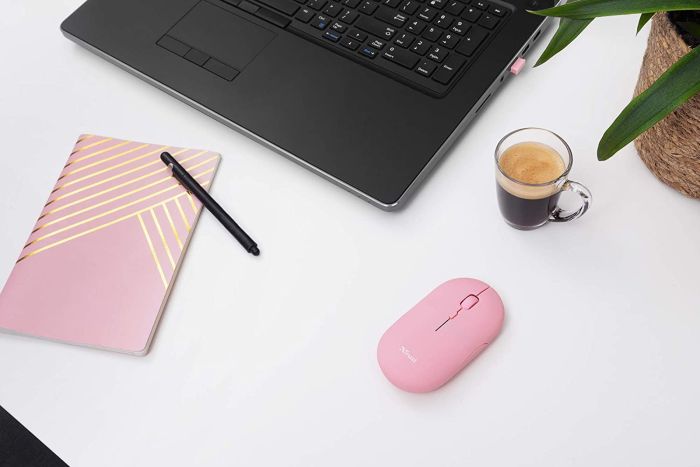 Mouse Trust Puck Rechargeable,  Ultra-Thin,  BT/WL,  Silent, Рожевий