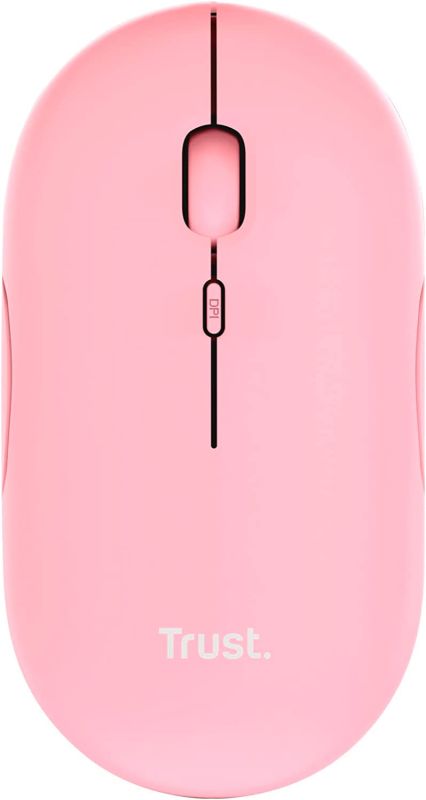 Mouse Trust Puck Rechargeable,  Ultra-Thin,  BT/WL,  Silent, Рожевий
