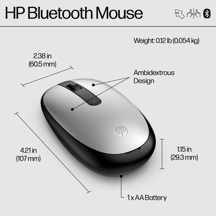 Мышь HP 240, BT, серебристый