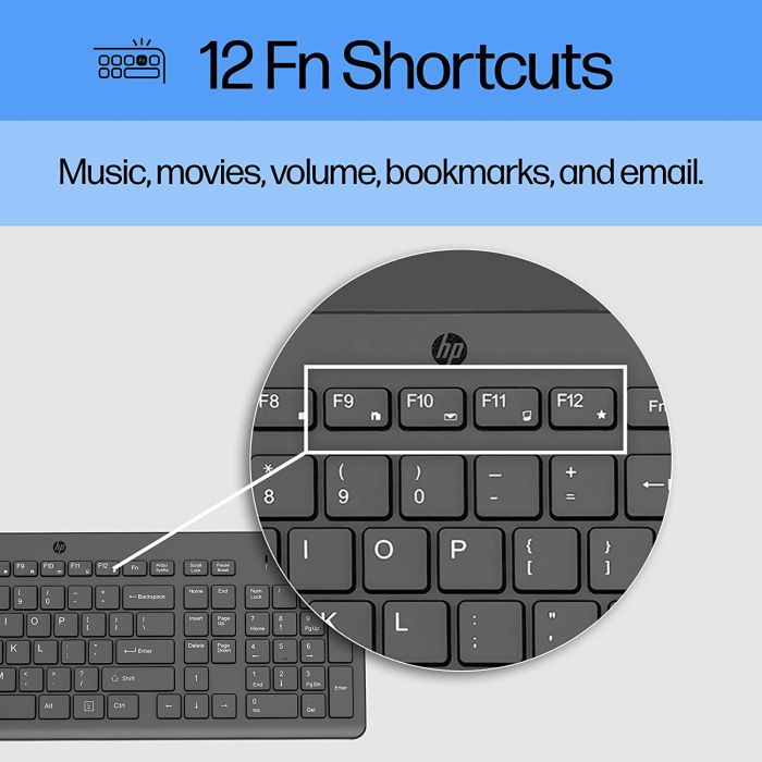 HP Keyboard membrane 150, 104key, USB-A, EN/RU, black