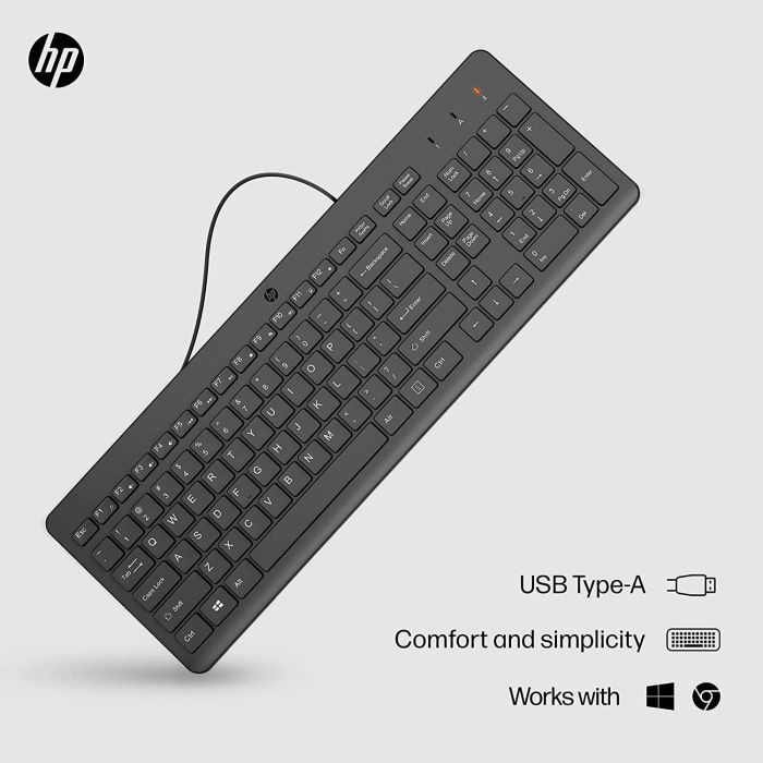 HP Keyboard membrane 150, 104key, USB-A, EN/RU, black