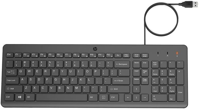 HP Keyboard membrane 150, 104key, USB-A, EN/RU, black