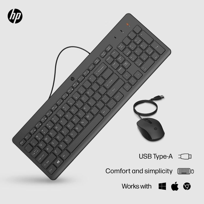 HP Combo keyboard and mouse 150, USB-A, EN/UK, black