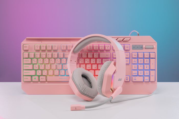 Клавіатура мембранна 2E GAMING KG315 110key, USB-A, EN/UA, RGB, рожевий