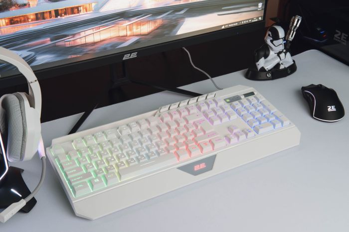 Клавіатура мембранна 2E GAMING KG315 110key, USB-A, EN/UA, RGB, білий