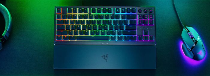 Клавіатура мембранна Razer Ornata V3 TKL 84key, Mecha-Membrane Switch, USB-A, EN/UK, RGB, чорний