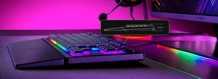 Клавіатура мембранна Razer Ornata V3 TKL 84key, Mecha-Membrane Switch, USB-A, EN/UK, RGB, чорний