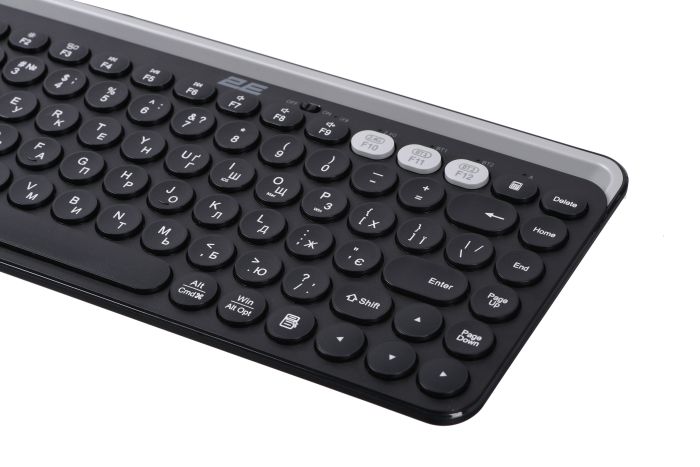 Клавіатура мембранна 2E KS250 84key, WL/BT, EN/UK, чорно-сірий