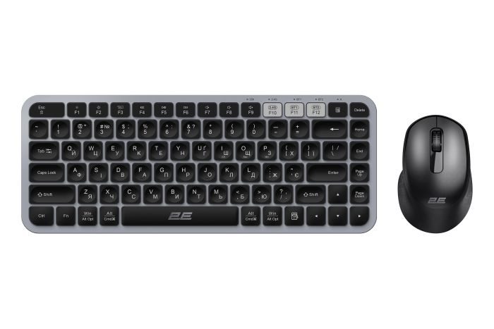 Комплект клавіатура та миша 2E MK430 WL/BT, EN/UK, сіро-чорний