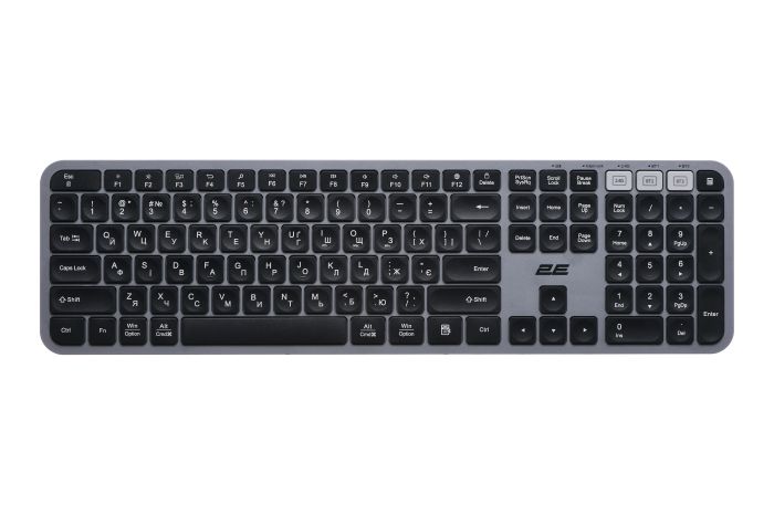 Комплект клавіатура та миша 2E MK440 WL/BT, EN/UK, сіро-чорний