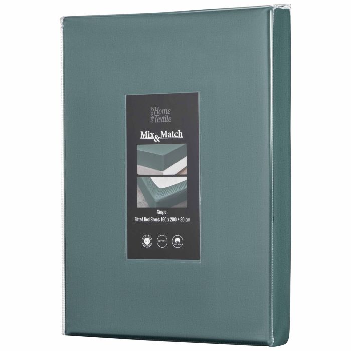 Fitted sheet ARDESTO Mix&Match Premium 160x200+30cm, 100% cotton, sateen, green