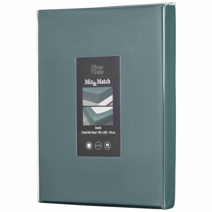 Fitted sheet ARDESTO Mix&Match Premium 180x200+30cm, 100% cotton, sateen, green