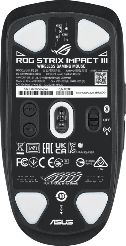 ASUS Mouse ROG Strix Impact III, RGB, WL/BT, black