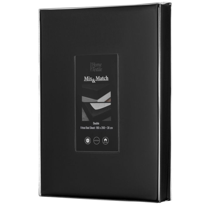 Простирадло на резинці ARDESTO Mix&Match Premium, 180x200+30см, 100% бавовна, сатин, чорний