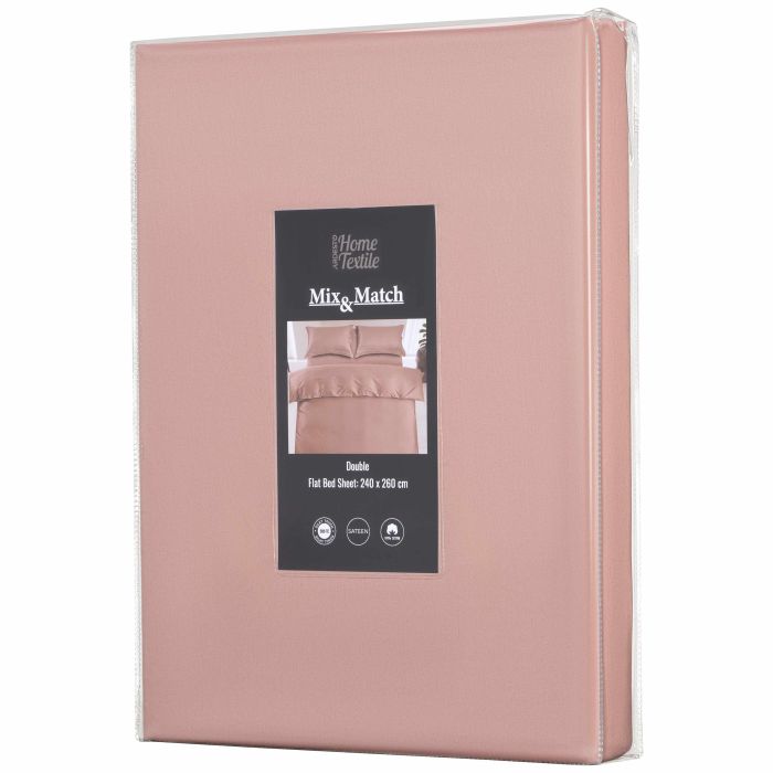 Простирадло ARDESTO Mix&Match Premium, 240x260см, 100% бавовна, сатин, рожевий світлий