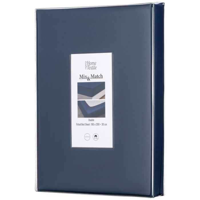 Fitted sheet ARDESTO Mix&Match 180x200+30cm, 100% cotton, sateen, blue