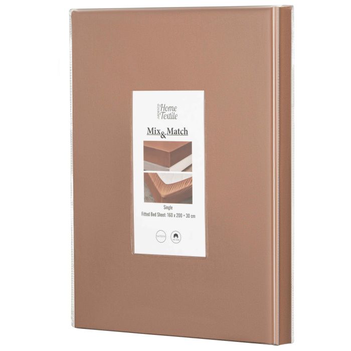 Fitted sheet ARDESTO Mix&Match 160x200+30cm, 100% cotton, sateen, brown