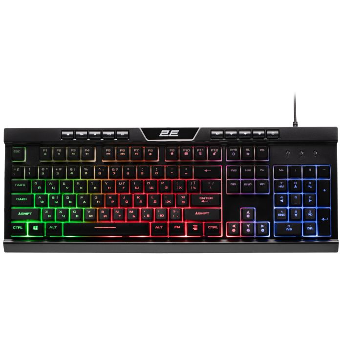 Клавіатура мембранна 2E GAMING KG300 114key, USB-A, EN/UA, LED, чорний