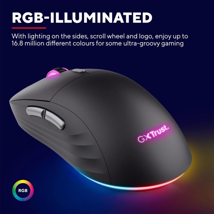 Mouse Trust GXT 926 REDEX II, WL/USB-A/USB-C, black