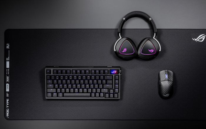 ASUS Keyboard mechanical ROG Azoth Extreme 81key, NX Snow, USB-A/WL/BT, EN, RGB, black