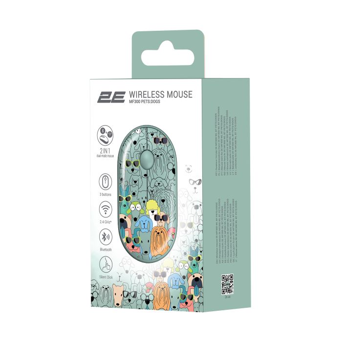 Миша 2E MF300 PETS:DOGS Silent WL BT, зелений