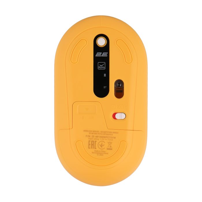 Миша 2E MF300 PETS:CATS&DOGS Silent WL BT, жовтий