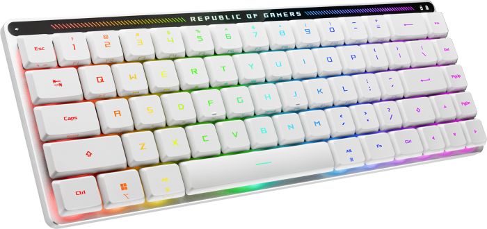 Клавіатура механічна ASUS ROG Falchion RX Low Profile, 68key, Red Switch, USB-A/WL/BT, EN/UK, RGB, білий
