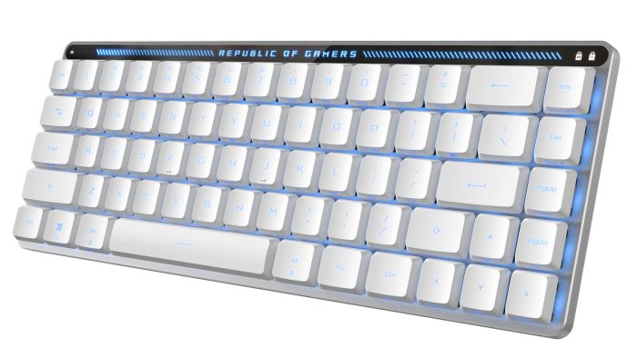 Клавіатура механічна ASUS ROG Falchion RX Low Profile, 68key, Red Switch, USB-A/WL/BT, EN/UK, RGB, білий