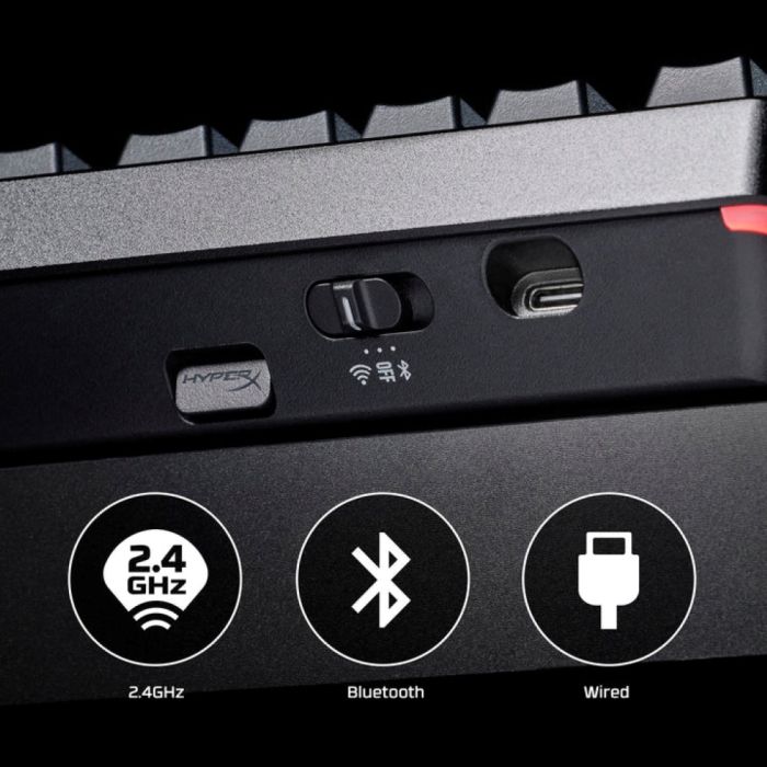 Клавіатура механічна HyperX Alloy Rise 75key, Red, USB-A/WL/BT, EN/UA, RGB, чорний