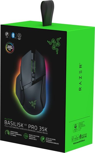 Razer Mouse Basilisk V3 Pro 35K, RGB, USB-A/WL/BT, black