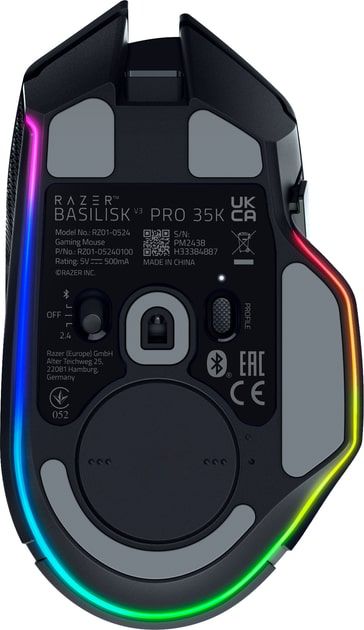 Razer Mouse Basilisk V3 Pro 35K, RGB, USB-A/WL/BT, black