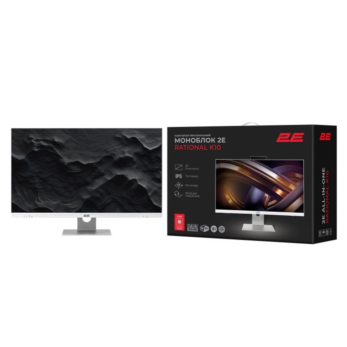 Комп'ютер персональний моноблок 2E Rational K10 27" FHD IPS Intel i5-12400, 16Gb, F512GB, UMA, B660, кл+м, FreeDos, білий