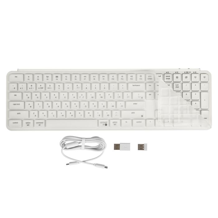 Membrane keyboard Keychron B6 Pro, USB/WL/BT, ivory white