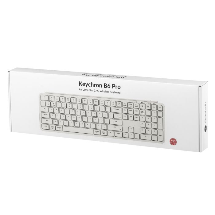 Membrane keyboard Keychron B6 Pro, USB/WL/BT, ivory white