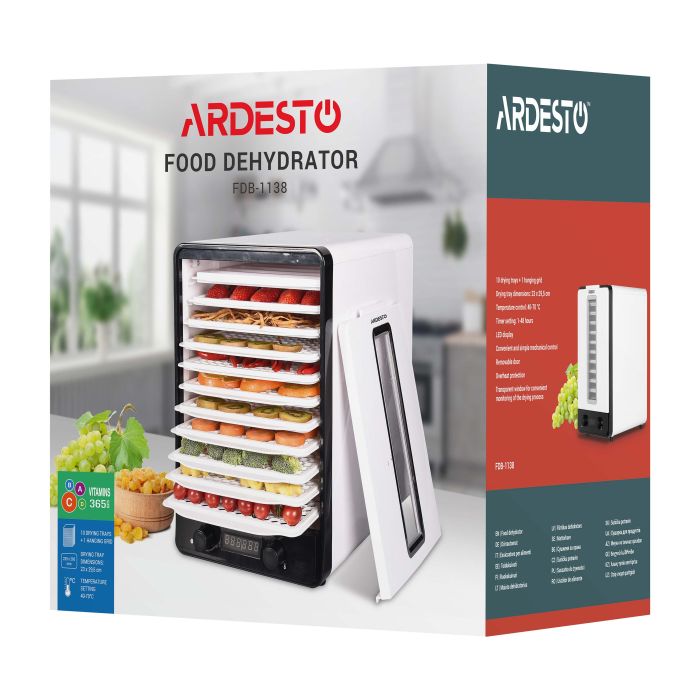 Dryer for products ARDESTO, 550W, pallets -10+1x3cm, max-70°С, temperature adjustment, plastic, white