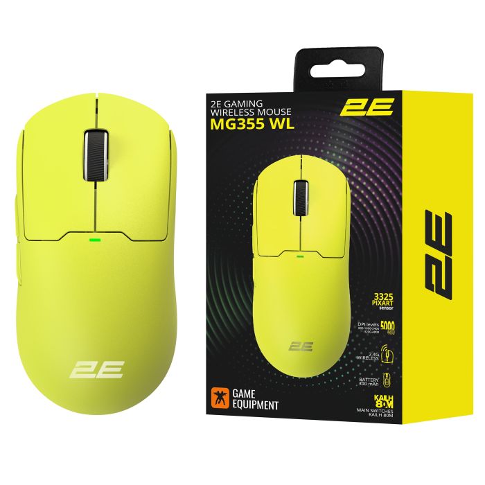 2E GAMING Mouse MG355 WL, USB-A/WL, yellow
