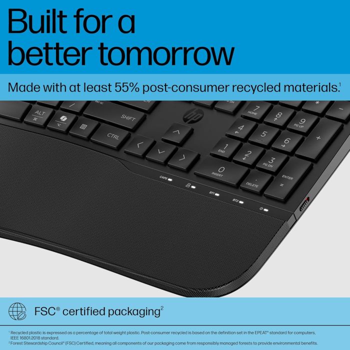 Клавиатура мембранная HP 680 Comfort Dual-Mode 111key, BT, EN/UK, чёрный