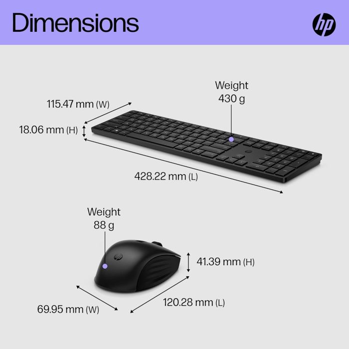 HP Combo keyboard and mouse 650, WL, EN/UK, black