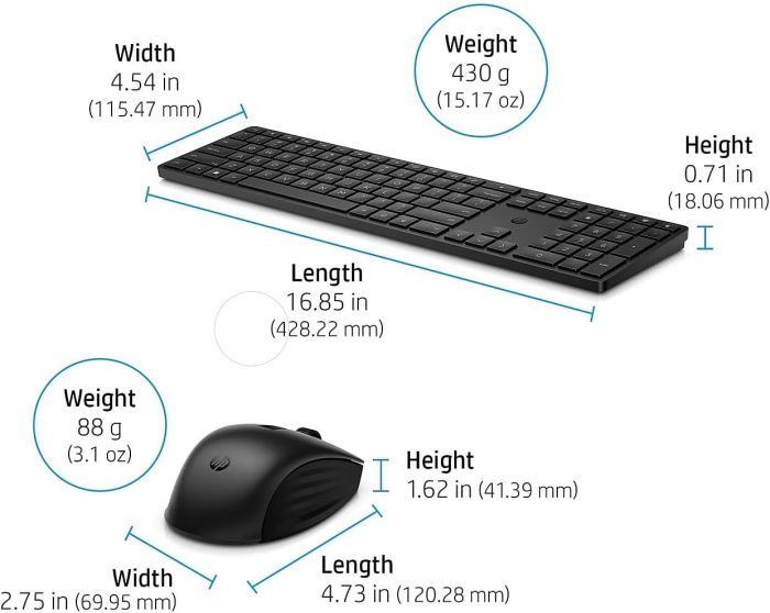 HP Combo keyboard and mouse 650, WL, EN/UK, black