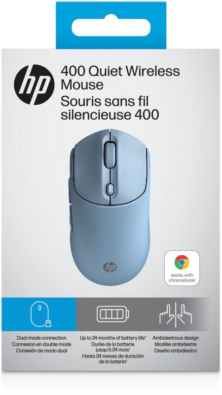Мышь HP 400 Quiet, WL/BT, голубой